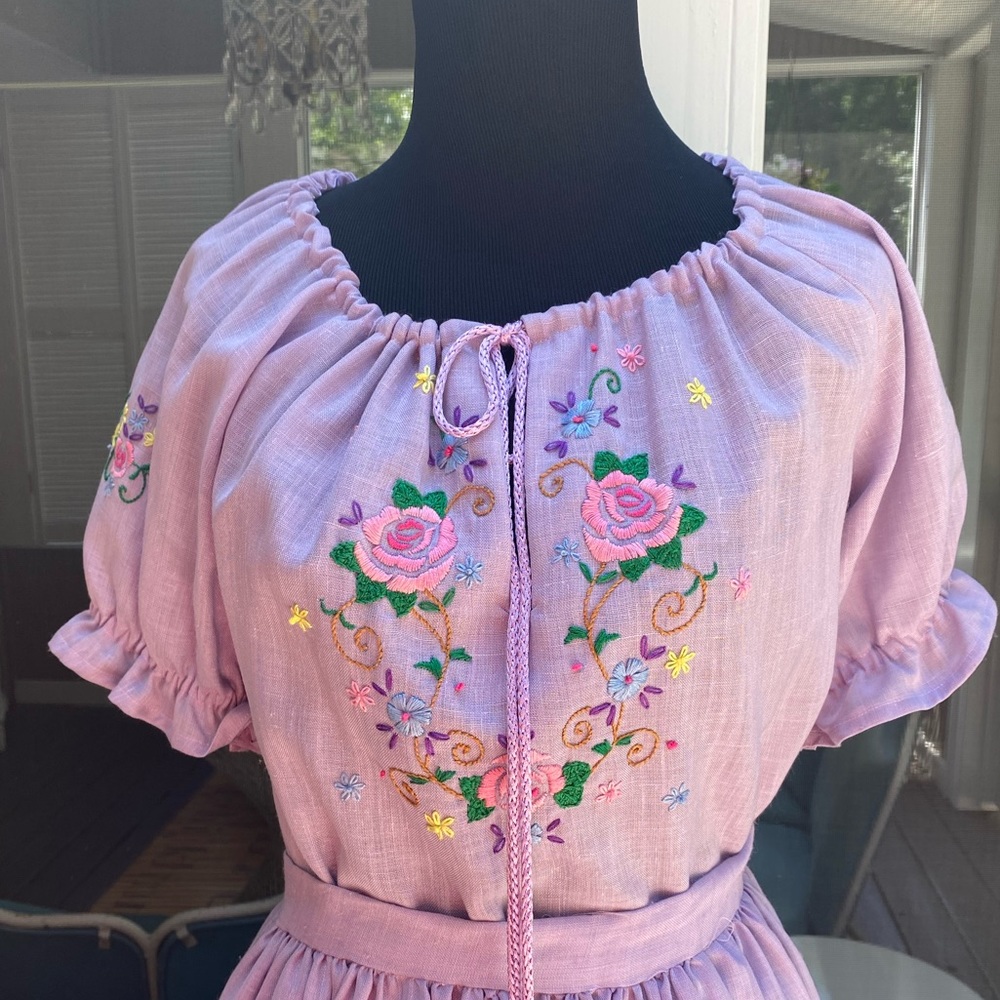Vintage 70s Embroidered Cottagecore Top Skirt Set - Picture 5 of 13